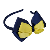 School Woven Double Cherish Bow Headband School Uniform Headband Hair Accessories Pinkberry Kisses Navy Blue Lemon