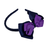 School Hair Accessories Woven Double Cherish Bow Headband School Uniform Headband Hair Accessories Pinkberry Kisses Navy Blue Purple