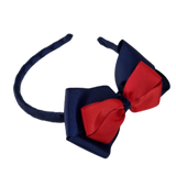 School Woven Double Cherish Bow Headband School Uniform Headband Hair Accessories Pinkberry Kisses Navy Blue Red