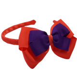 School Woven Double Cherish Bow Headband School Uniform Headband Hair Accessories Pinkberry Kisses Neon Orange Purple 