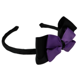 School Woven Double Cherish Bow Headband School Uniform Headband Hair Accessories Pinkberry Kisses Black  Grape