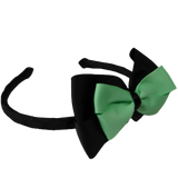 School Woven Double Cherish Bow Headband School Uniform Headband Hair Accessories Pinkberry Kisses Black Mint Green