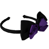 School Woven Double Cherish Bow Headband School Uniform Headband Hair Accessories Pinkberry Kisses Black Purple 