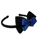 School Woven Double Cherish Bow Headband School Uniform Headband Hair Accessories Pinkberry Kisses Black Royal Blue