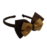 School Woven Double Cherish Bow Headband School Uniform Headband Hair Accessories Pinkberry Kisses Brown Gold 