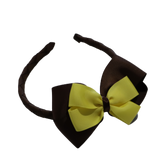 School Woven Double Cherish Bow Headband School Uniform Headband Hair Accessories Pinkberry Kisses Brown Lemon 