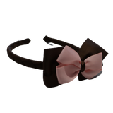 School Woven Double Cherish Bow Headband School Uniform Headband Hair Accessories Pinkberry Kisses Brown Light  Pink 