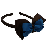 School Woven Double Cherish Bow Headband School Uniform Headband Hair Accessories Pinkberry Kisses Brown Methyl Blue 