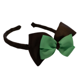 School Woven Double Cherish Bow Headband School Uniform Headband Hair Accessories Pinkberry Kisses Brown Mint Green