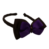School Woven Double Cherish Bow Headband School Uniform Headband Hair Accessories Pinkberry Kisses Brown Purple 