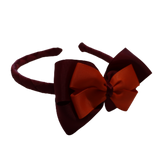 School Woven Double Cherish Bow Headband School Uniform Headband Hair Accessories Pinkberry Kisses Burgundy Autumn Orange 
