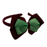 School Woven Double Cherish Bow Headband School Uniform Headband Hair Accessories Pinkberry Kisses Burgundy Mint Green