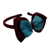 School Woven Double Cherish Bow Headband School Uniform Headband Hair Accessories Pinkberry Kisses Burgundy Misty Turquoise 