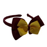 School Woven Double Cherish Bow Headband School Uniform Headband Hair Accessories Pinkberry Kisses Burgundy  Mazie Yellow