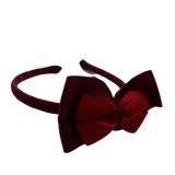 School Woven Double Cherish Bow Headband School Uniform Headband Hair Accessories Pinkberry Kisses Burgundy Red