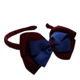 School Woven Double Cherish Bow Headband School Uniform Headband Hair Accessories Pinkberry Kisses Burgundy Royal Blue