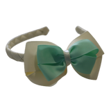 School Woven Double Cherish Bow Headband School Uniform Headband Hair Accessories Pinkberry Kisses Cream Pastel Green