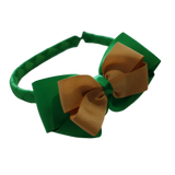 School Woven Double Cherish Bow Headband School Uniform Headband Hair Accessories Pinkberry Kisses Emerald Green Gold 