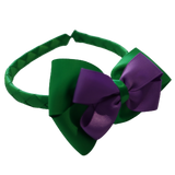 School Woven Double Cherish Bow Headband School Uniform Headband Hair Accessories Pinkberry Kisses Emerald Green Grape 