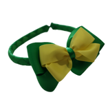 School Woven Double Cherish Bow Headband School Uniform Headband Hair Accessories Pinkberry Kisses Emerald Green Lemon