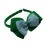 School Woven Double Cherish Bow Headband School Uniform Headband Hair Accessories Pinkberry Kisses Emerald Green Light Blue 