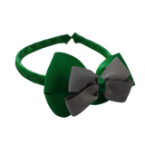 School Woven Double Cherish Bow Headband School Uniform Headband Hair Accessories Pinkberry Kisses Emerald Green Light grey 