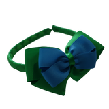 School Woven Double Cherish Bow Headband School Uniform Headband Hair Accessories Pinkberry Kisses Emerald Green Methyl Blue 