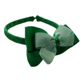 School Woven Double Cherish Bow Headband School Uniform Headband Hair Accessories Pinkberry Kisses Emerald Green Light Pastel Green