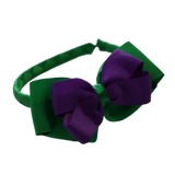 School Woven Double Cherish Bow Headband School Uniform Headband Hair Accessories Pinkberry Kisses Emerald Green Purple 