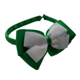 School Woven Double Cherish Bow Headband School Uniform Headband Hair Accessories Pinkberry Kisses Emerald Green White 