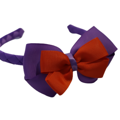 School Woven Double Cherish Bow Headband School Uniform Headband Hair Accessories Pinkberry Kisses Grape Autumn Orange