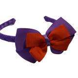 School Woven Double Cherish Bow Headband School Uniform Headband Hair Accessories Pinkberry Kisses Grape Autumn Orange