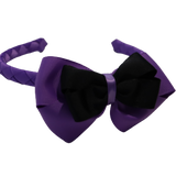 School Woven Double Cherish Bow Headband School Uniform Headband Hair Accessories Pinkberry Kisses Grape Black 