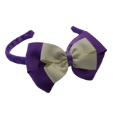 School Woven Double Cherish Bow Headband School Uniform Headband Hair Accessories Pinkberry Kisses Grape Cream