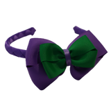 School Woven Double Cherish Bow Headband School Uniform Headband Hair Accessories Pinkberry Kisses Grape Emerald Green