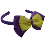 School Woven Double Cherish Bow Headband School Uniform Headband Hair Accessories Pinkberry Kisses Grape Lemon Yellow