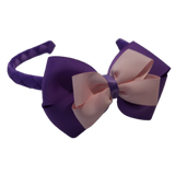 School Woven Double Cherish Bow Headband School Uniform Headband Hair Accessories Pinkberry Kisses Grape Light Pink