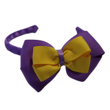 School Woven Double Cherish Bow Headband School Uniform Headband Hair Accessories Pinkberry Kisses Grape Mazie Yellow 