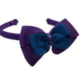 School Woven Double Cherish Bow Headband School Uniform Headband Hair Accessories Pinkberry Kisses Grape Methyl Blue 