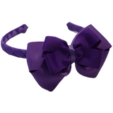 School Woven Double Cherish Bow Headband School Uniform Headband Hair Accessories Pinkberry Kisses Grape Purple 