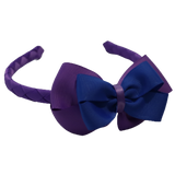 School Woven Double Cherish Bow Headband School Uniform Headband Hair Accessories Pinkberry Kisses Grape Royal Blue 