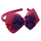 School Woven Double Cherish Bow Headband School Uniform Headband Hair Accessories Pinkberry Kisses Hot Pink Grape 