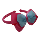 School Woven Double Cherish Bow Headband School Uniform Headband Hair Accessories Pinkberry Kisses Hot Pink Light Blue 