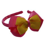 School Woven Double Cherish Bow Headband School Uniform Headband Hair Accessories Pinkberry Kisses Hot Pink Mazie Yellow 