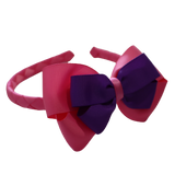 School Woven Double Cherish Bow Headband School Uniform Headband Hair Accessories Pinkberry Kisses Hot Pink Purple 
