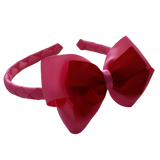 School Woven Double Cherish Bow Headband School Uniform Headband Hair Accessories Pinkberry Kisses Hot Pink Red