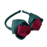 School Woven Double Cherish Bow Headband School Uniform Headband Hair Accessories Pinkberry Kisses Hunter Green Burgundy 