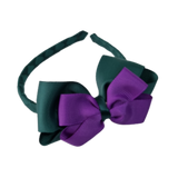 School Woven Double Cherish Bow Headband School Uniform Headband Hair Accessories Pinkberry Kisses Hunter Green Purple 
