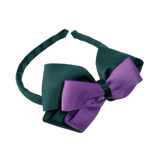 School Woven Double Cherish Bow Headband School Uniform Headband Hair Accessories Pinkberry Kisses Hunter Green Grape
