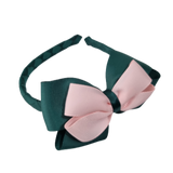 School Woven Double Cherish Bow Headband School Uniform Headband Hair Accessories Pinkberry Kisses Hunter Green Light Pink 